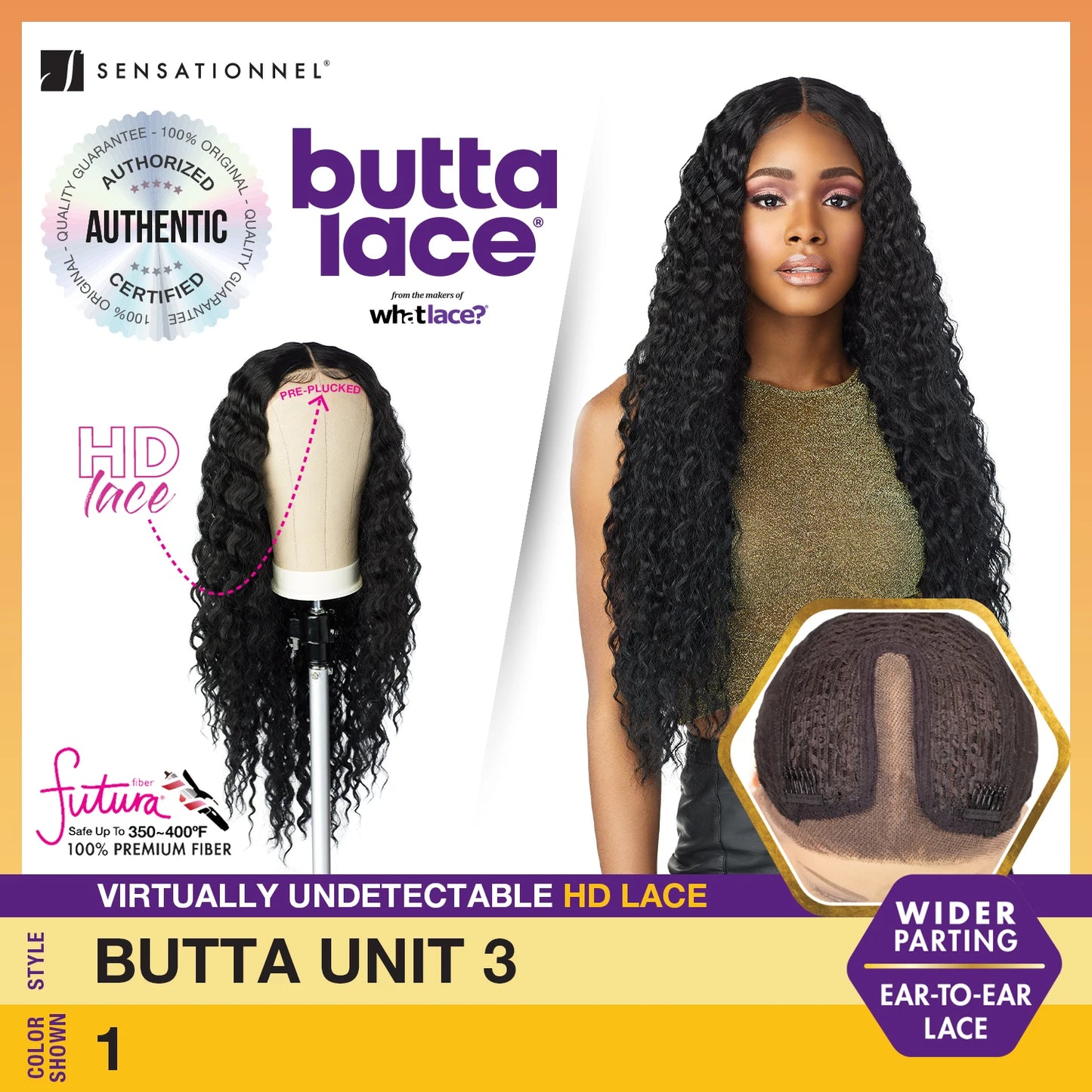 Sensationnel Butta Lace HD Lace Front Wig Unit 3 – Long Tight Curl, Pre-Plucked Hairline, Natural Look, Heat Safe