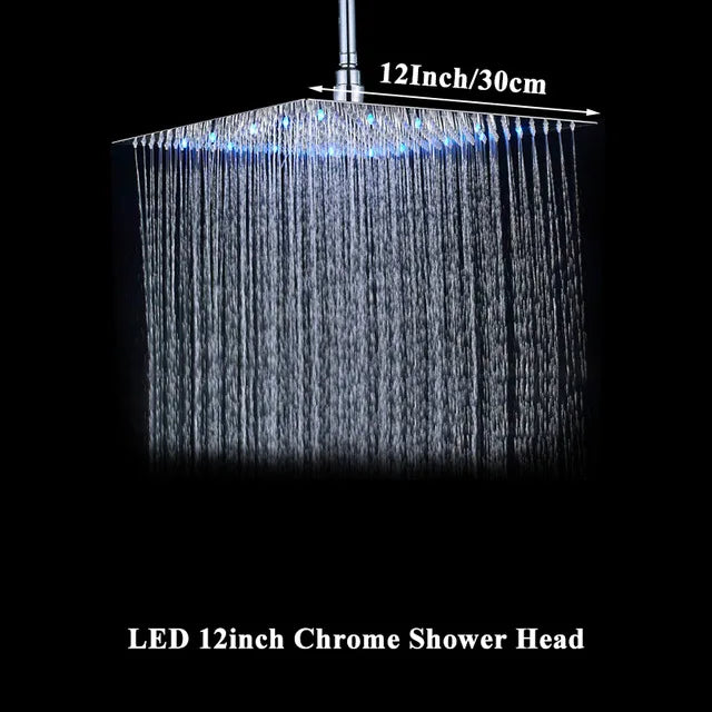 LED Light Bathroom Shower Head 16 inch Big Rainfall Shower Faucets Accessory Top Square Brass Ultra-thin Shower Head