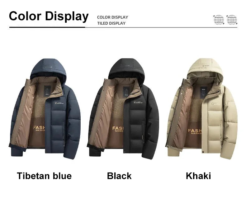 Graphene Warm Windproof Jacket Men 2024 Winter New Fashion Comfortable Thickened Outdoor Hooded Overcoat Male Casual Clothes