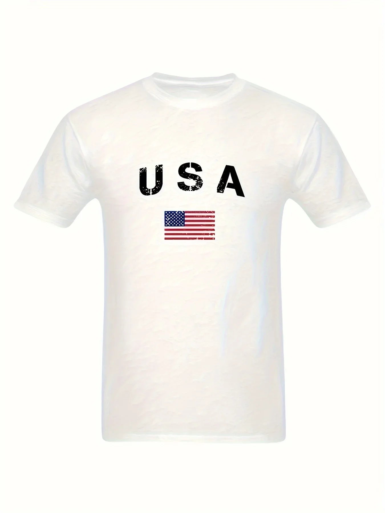 Men's American Flag USA Letter Print T-Shirt, 100% Cotton Crew Neck Short Sleeve Tee, Casual Streetwear