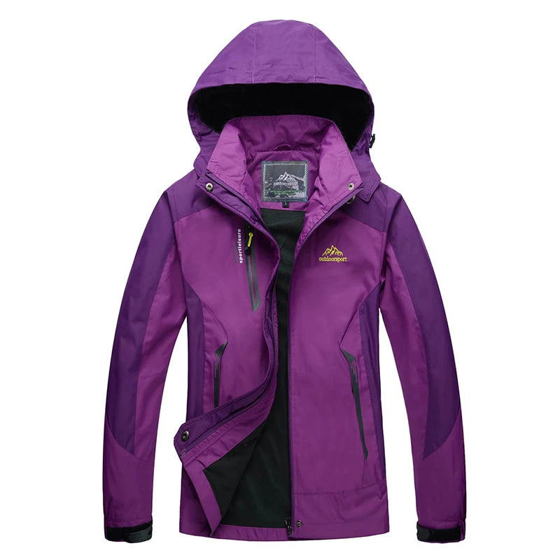 TRVLWEGO Camping Hiking Jacket Women Spring Outdoor Sports Coats Climbing Trekking Windbreaker Travel Waterproof Purple