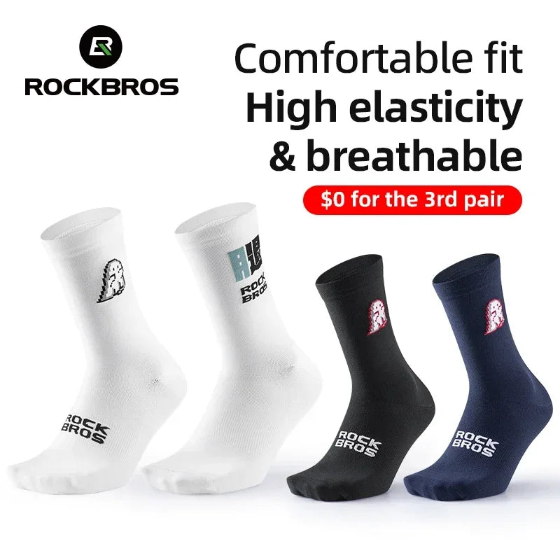 ROCKBROS Socks Men Women High Elasticity Breathable Running Cycling Socks Outdoor Climbing Hiking High Quality Socks 4 pair