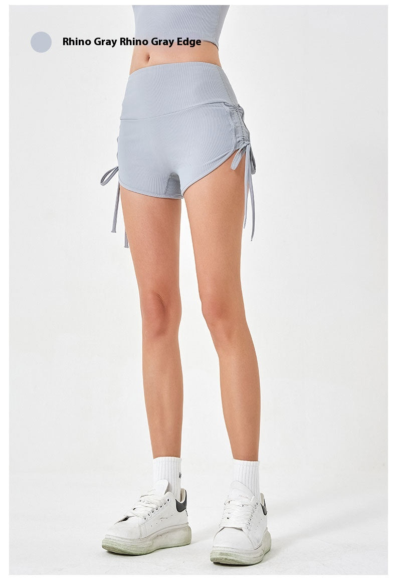 Women's Thin Drawstring Sports Yoga Shorts High Elastic Fitness Running Pants