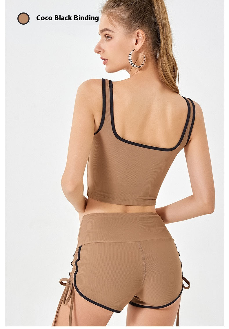 Women's Thin Drawstring Sports Yoga Shorts High Elastic Fitness Running Pants