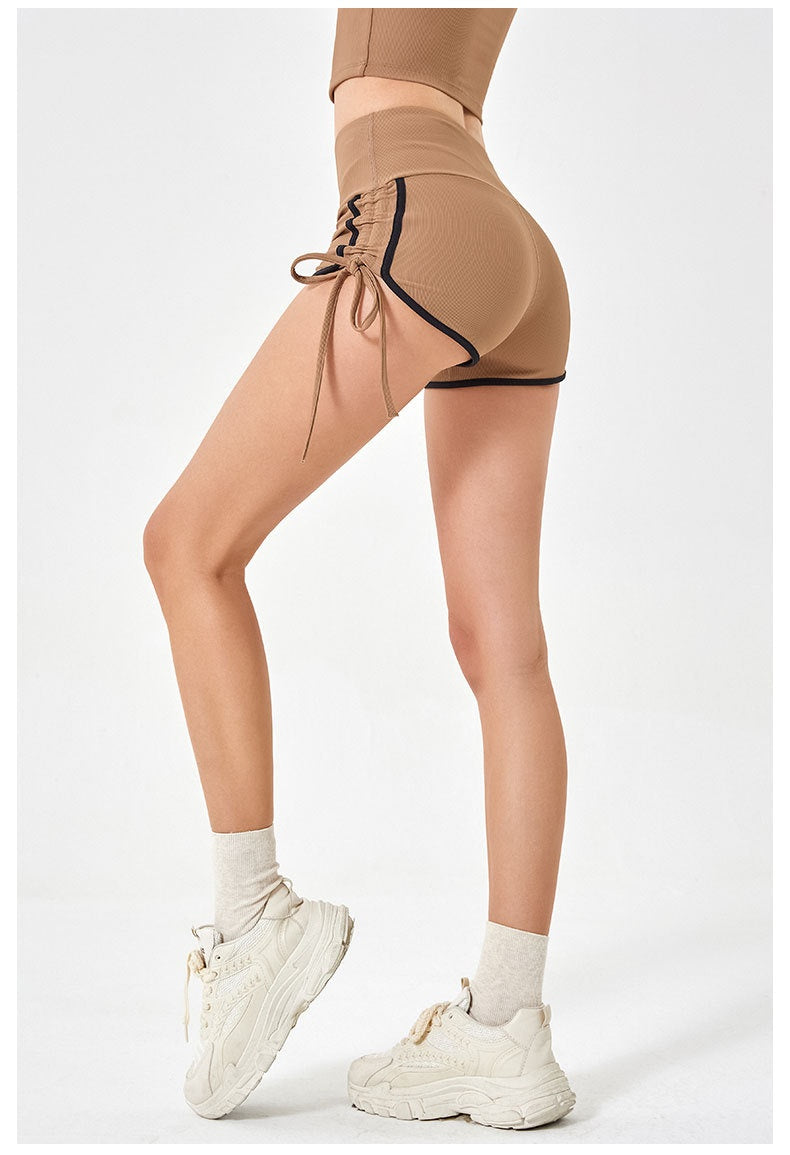 Women's Thin Drawstring Sports Yoga Shorts High Elastic Fitness Running Pants