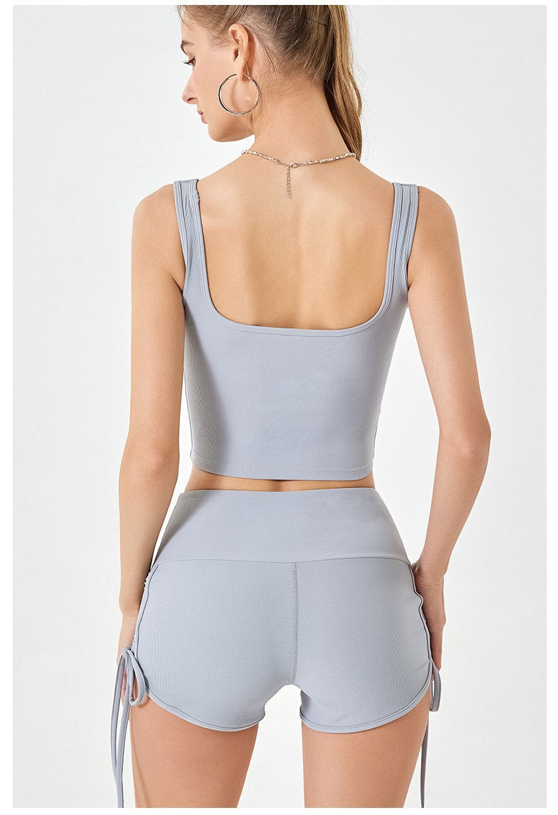 Women's Thin Drawstring Sports Yoga Shorts High Elastic Fitness Running Pants