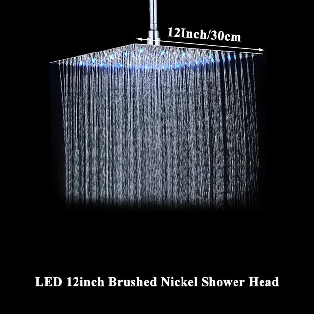 LED Light Bathroom Shower Head 16 inch Big Rainfall Shower Faucets Accessory Top Square Brass Ultra-thin Shower Head