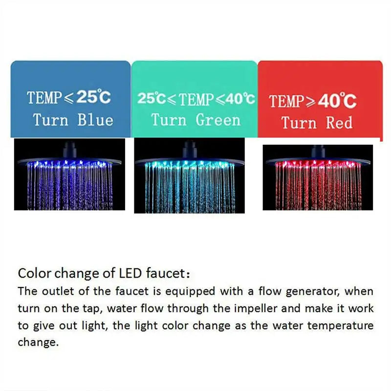 LED Light Bathroom Shower Head 16 inch Big Rainfall Shower Faucets Accessory Top Square Brass Ultra-thin Shower Head