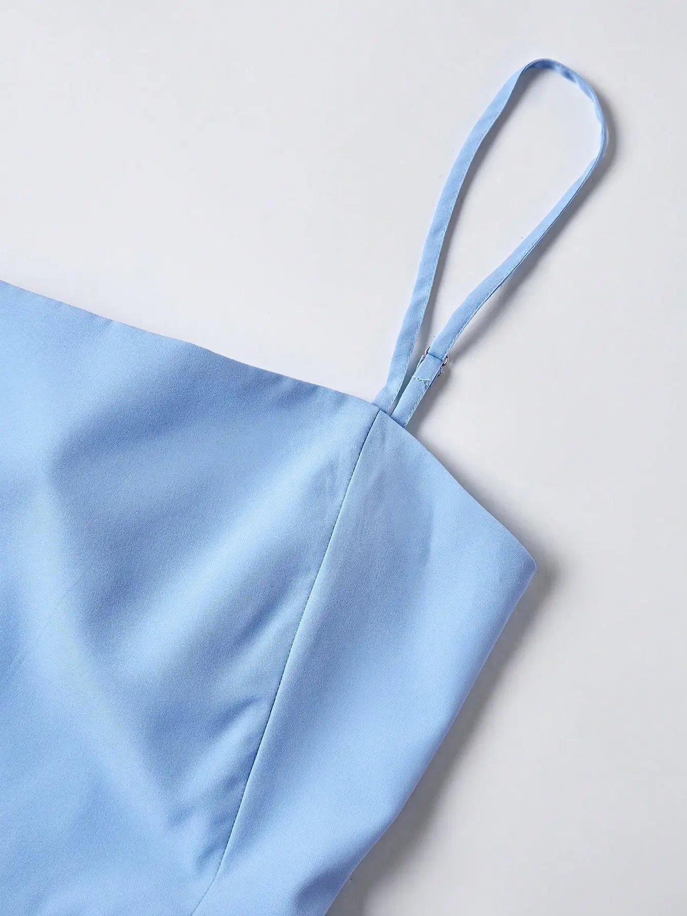 The 2025 Summer Women's Light Blue Italian Thin Strap Layered Mini Dress Is A Sexy and Cute Short Party Dress