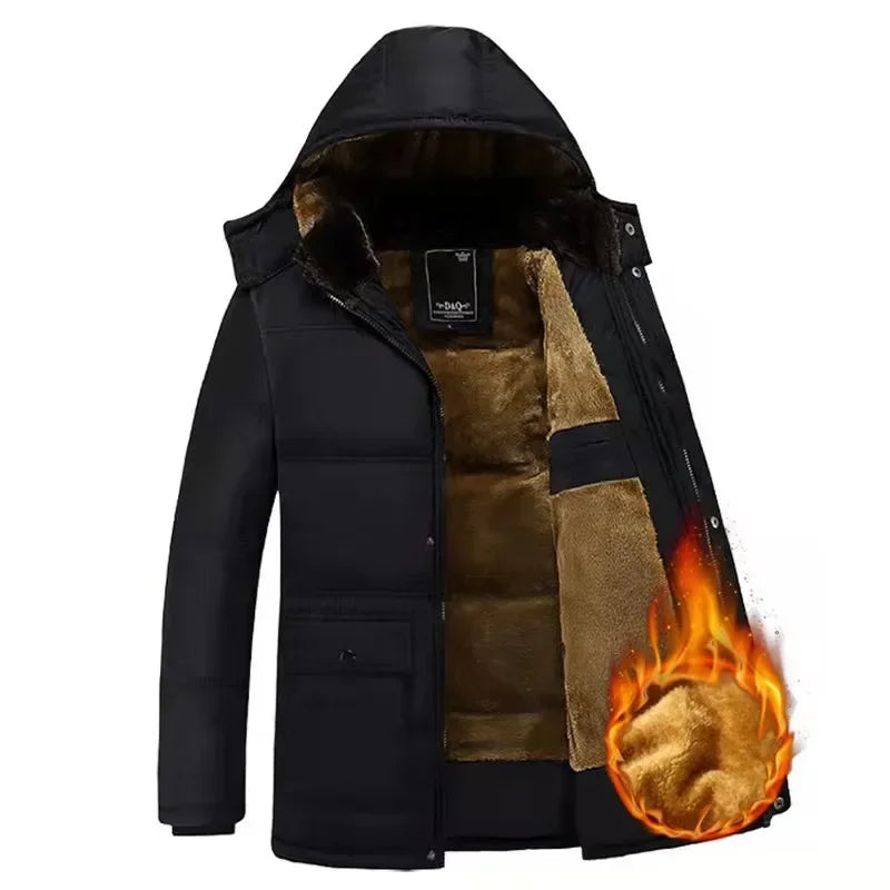 Thickened Fleece Winter Jacket for Middle-Aged And Elderly Men Warm Cotton Coat Dad Grandpa Cotton Clothes Elderly Men's Outerwe