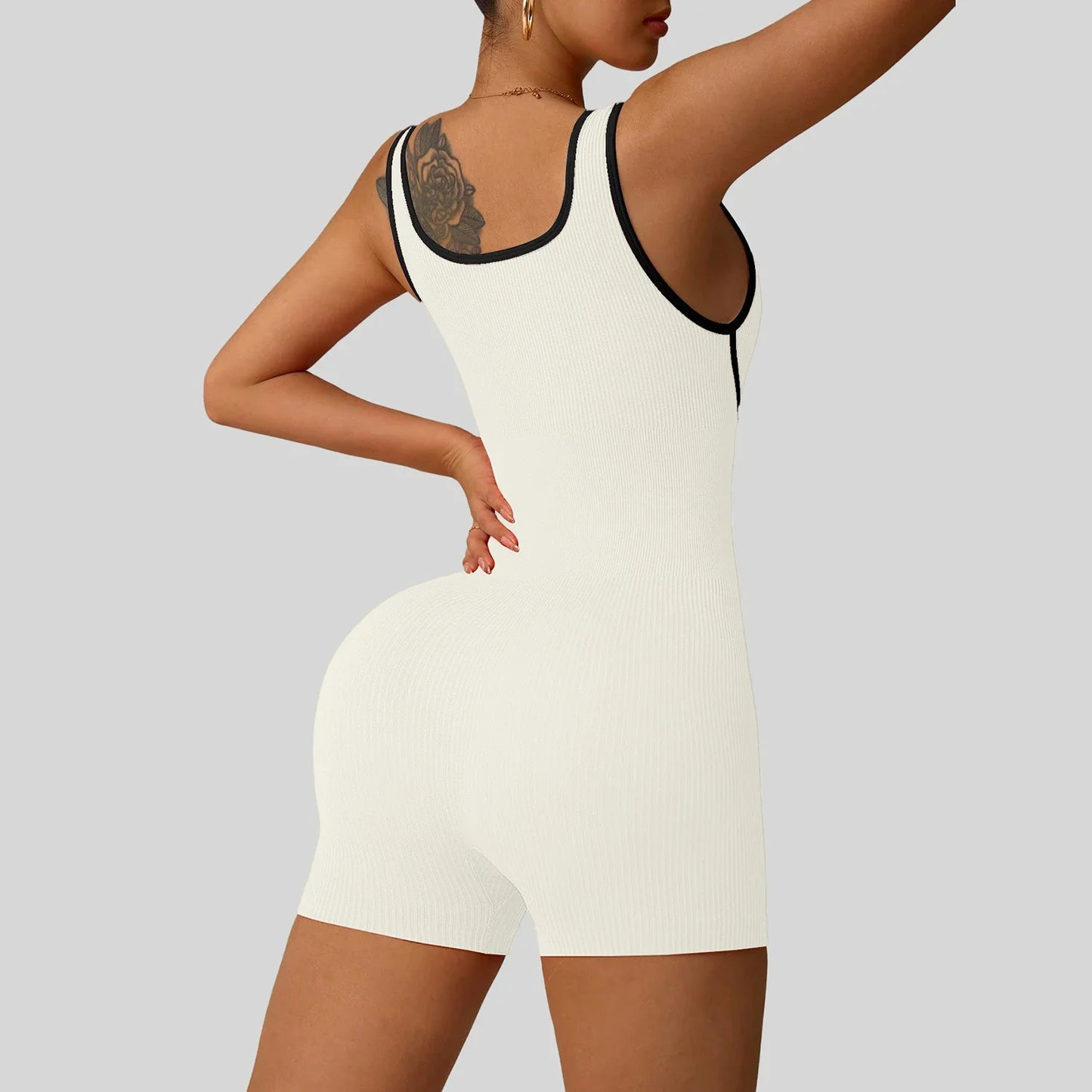 Women's Shockproof Color Block Yoga Bodysuit Seamless Sculpting High-Impact Workout Tight Gym Fitness Activewear Breathable yoga