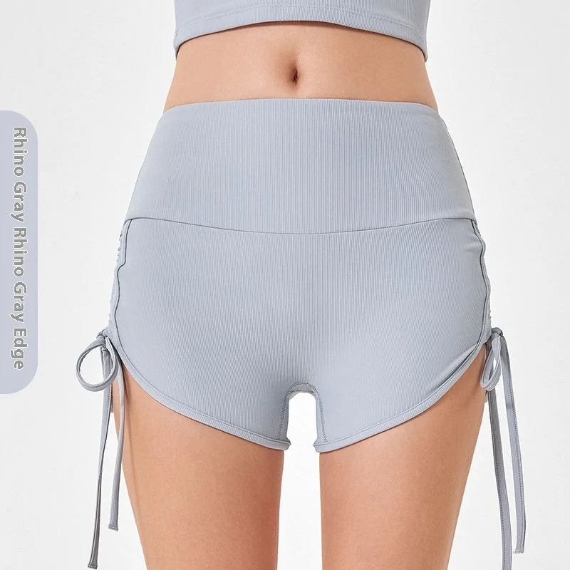 Women's Thin Drawstring Sports Yoga Shorts High Elastic Fitness Running Pants