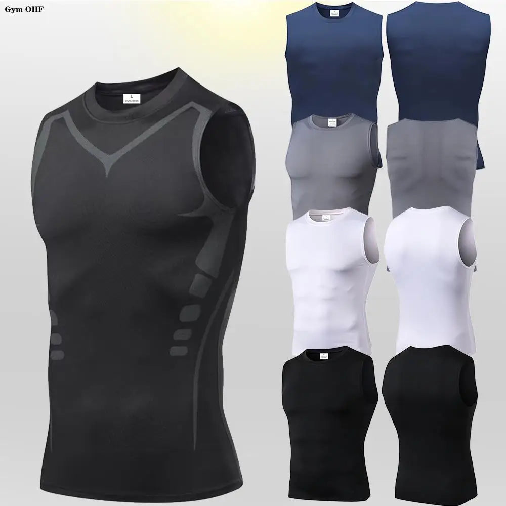 Men Quick Dry Running T-Shirts Compression Vest Sleeveless Quick-Drying Jersey Training Shirt Gym Mens Tank Top