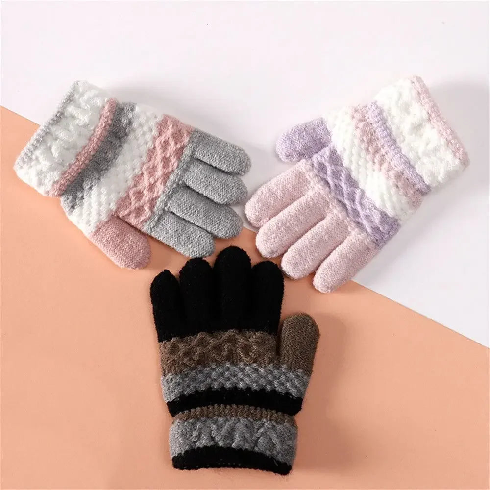 Winter Autumn Soft Knitted Baby Gloves Full Finger Gloves Kids Girls Boys Mittens Outdoor Children Gloves 3-6 Years