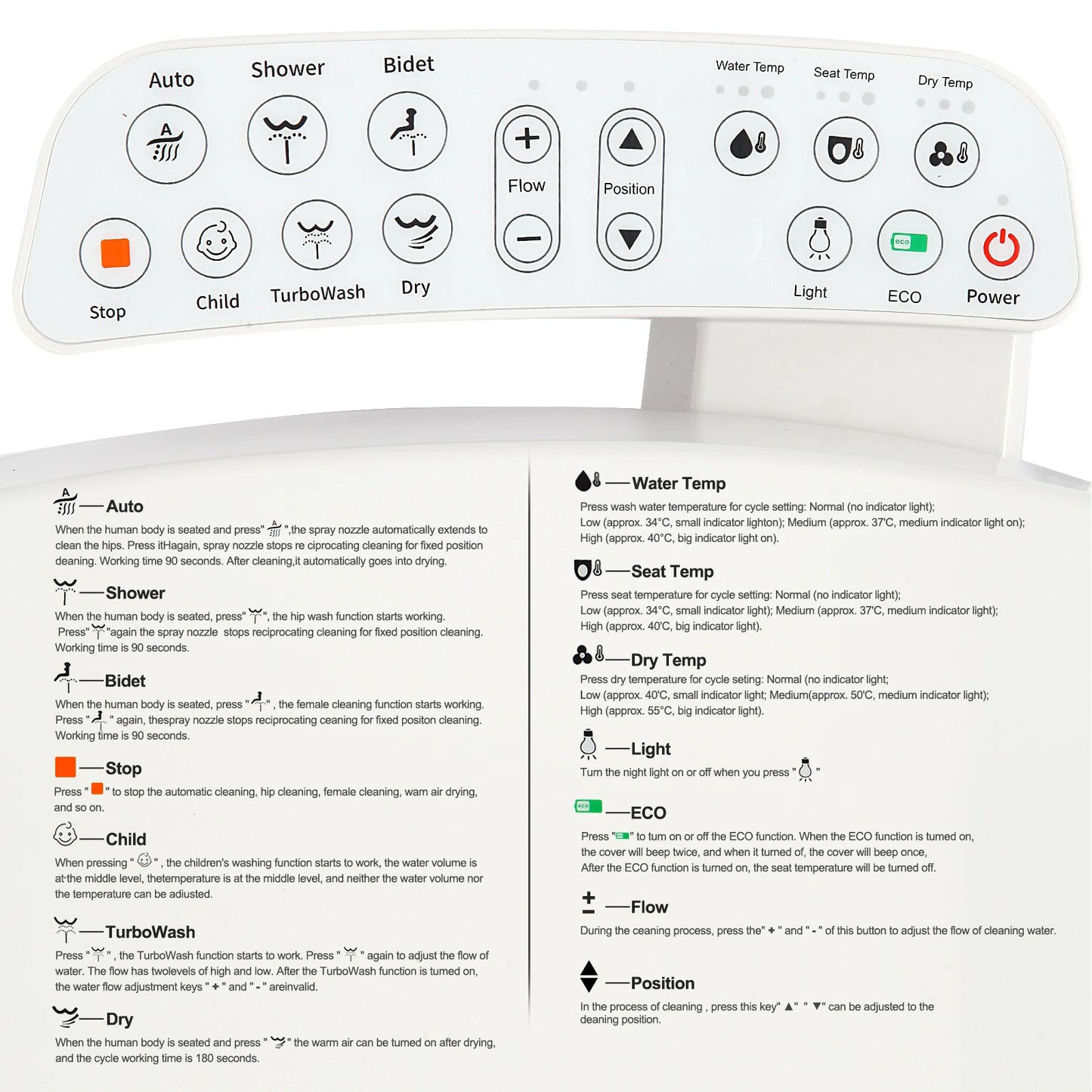 Smart Heated Bidet Toilet Seat , Unlimited Warm Water,  Warm Air Dryer, Multiple Cleaning Modes  Feminine Washing, Soft Closed T