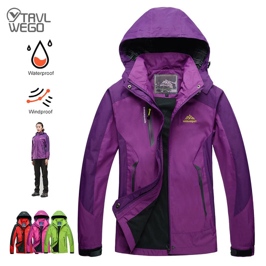TRVLWEGO Camping Hiking Jacket Women Spring Outdoor Sports Coats Climbing Trekking Windbreaker Travel Waterproof Purple