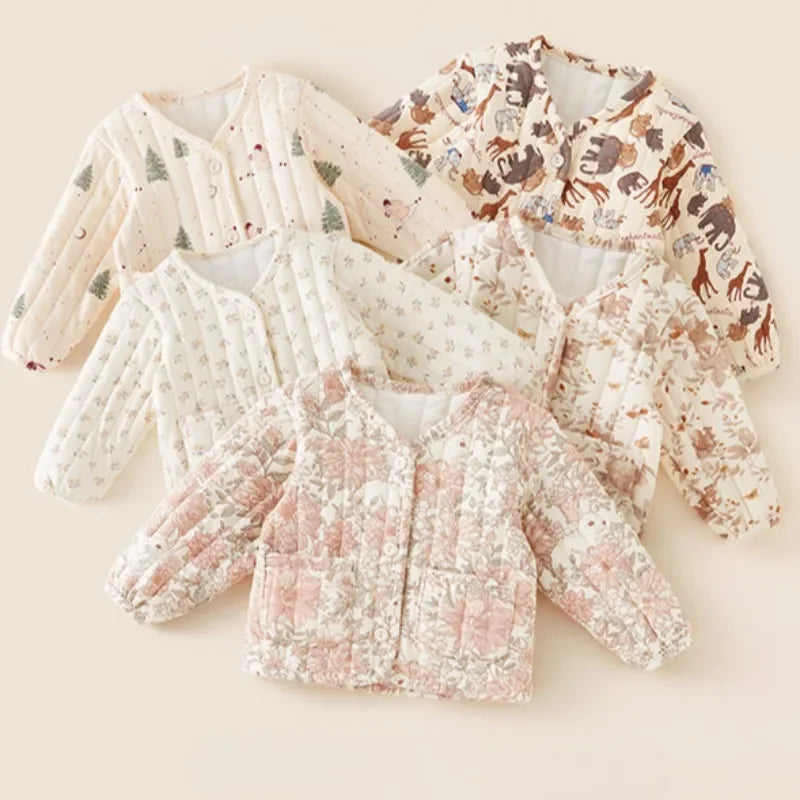 2-6Y Kids Velvet Jacket New Nordic Style Sweet Cotton Coat Babies Autumn Winter Boys Girls Comfortable and Warm Lined jacket