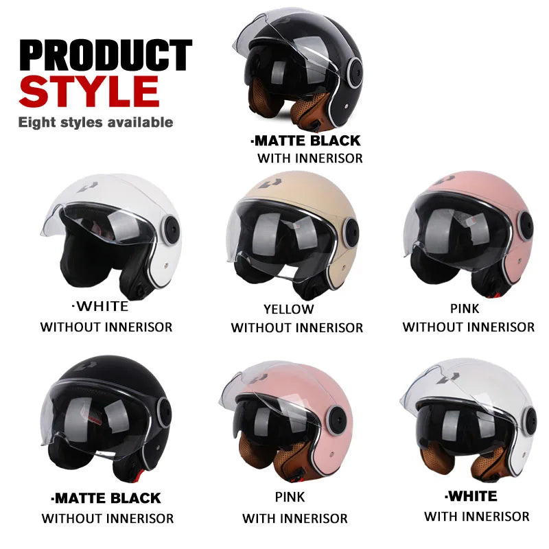 DOT Unisex Motorcycle half Helmets Dual Lens Scooter Moto Helmet Casco village Riding capacete de moto motocross Helmets