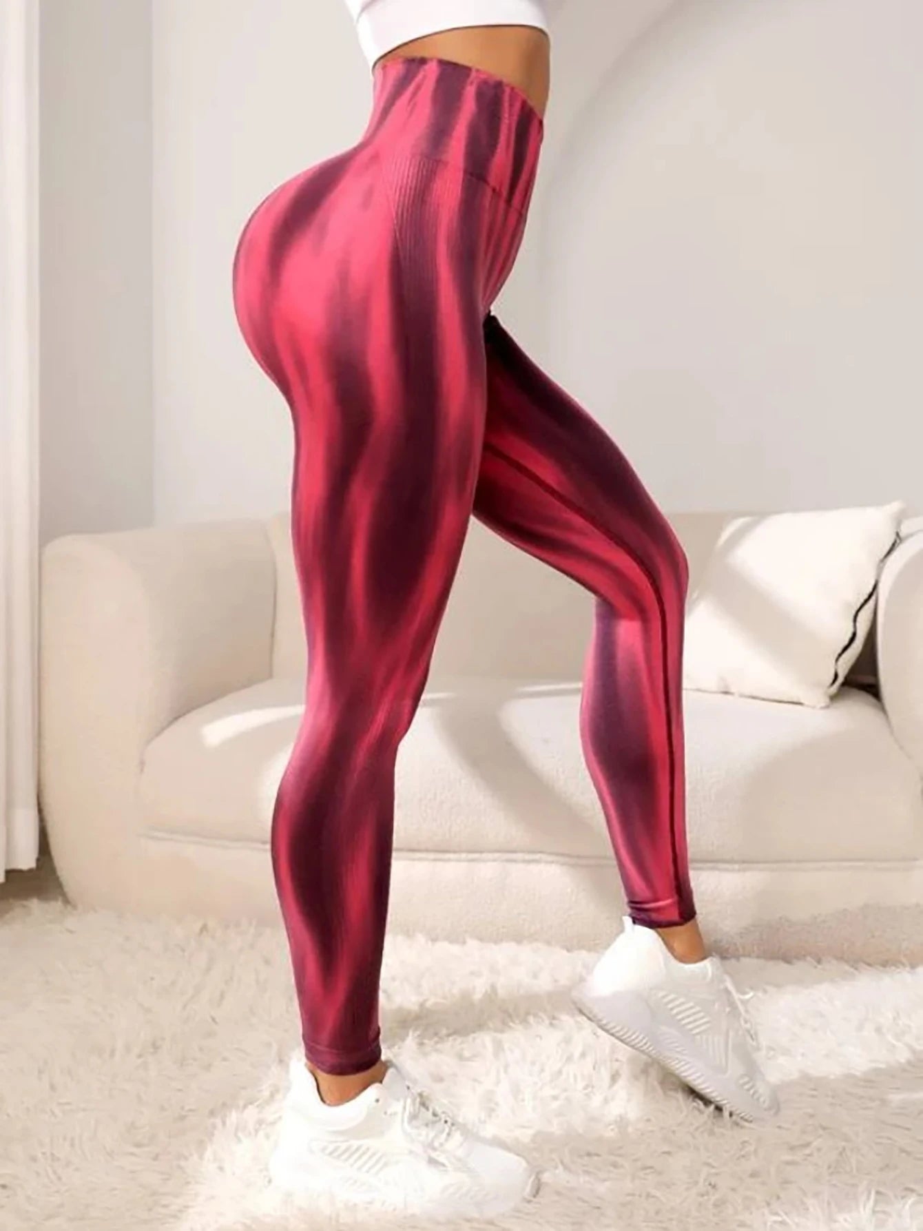 Women Yoga Pants Butt Lifting Workout Leggings High Waist Tie Dyed Elastic Tummy Control Yoga Running Jogger Pants