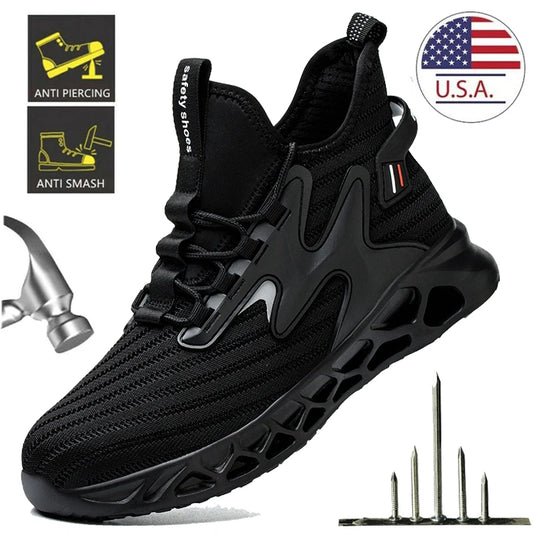 Safety Shoes Men Breathable Work Shoes Steel Toe Shoes Anti-Puncture Safety Shoes Men Work Sneakers Industrial Shoes 41-48