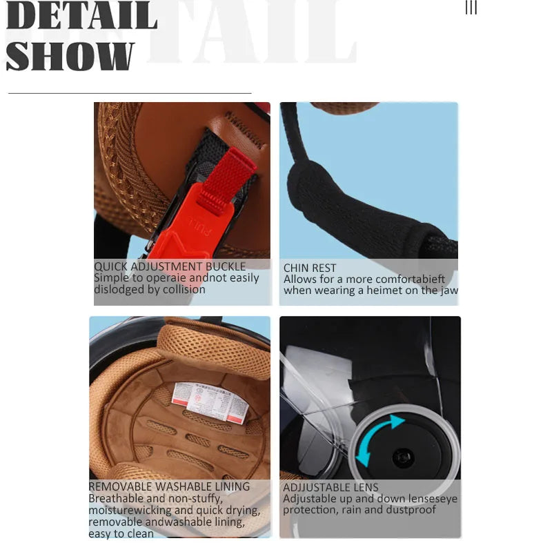 DOT Unisex Motorcycle half Helmets Dual Lens Scooter Moto Helmet Casco village Riding capacete de moto motocross Helmets