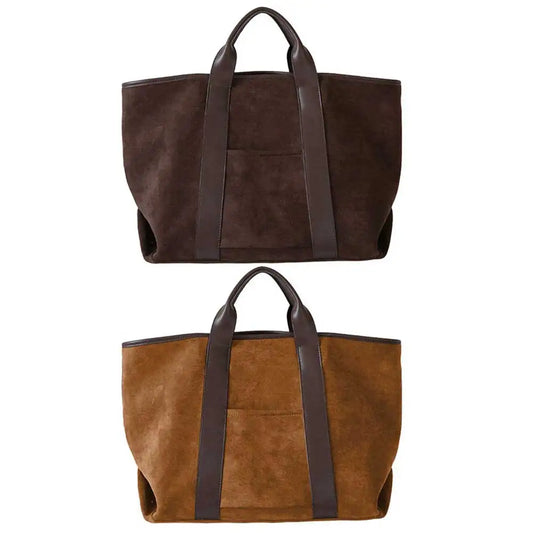 Shoulder Bag Suede Vintage Tote Bag for Women Large Capacity Satchel Bag Simple Commute Bag Shopping Bag