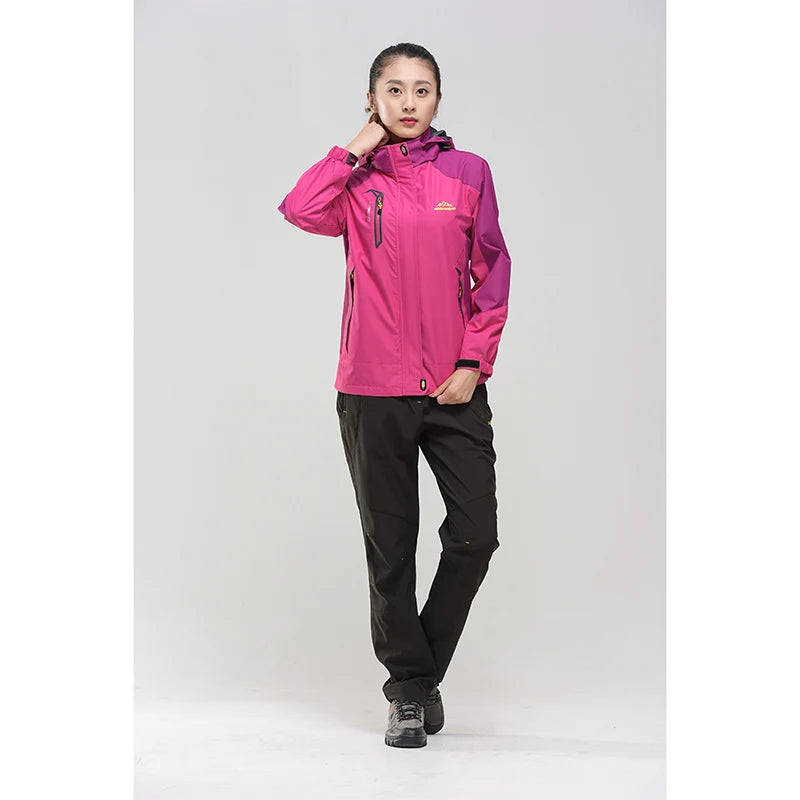 TRVLWEGO Camping Hiking Jacket Women Spring Outdoor Sports Coats Climbing Trekking Windbreaker Travel Waterproof Purple