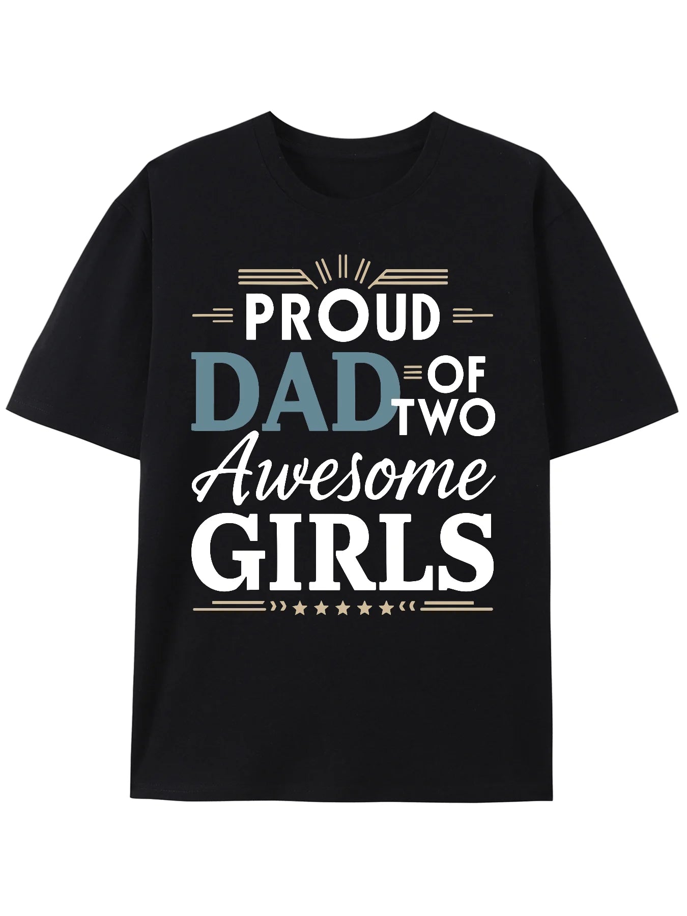 Proud Dad of Two Awesome Girls Short Sleeve Tee for Men - Perfect Summer Casual Wear, Unique Gift Idea for Father's Day