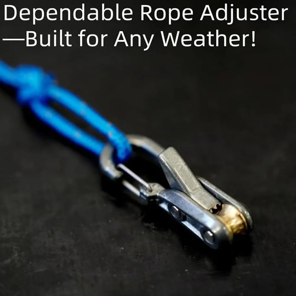 Rope Tension Adjuster Wear Resist Stainless Steel Rope Control Climbing Rope Adjust Equipment for Camping Hiking Multitools