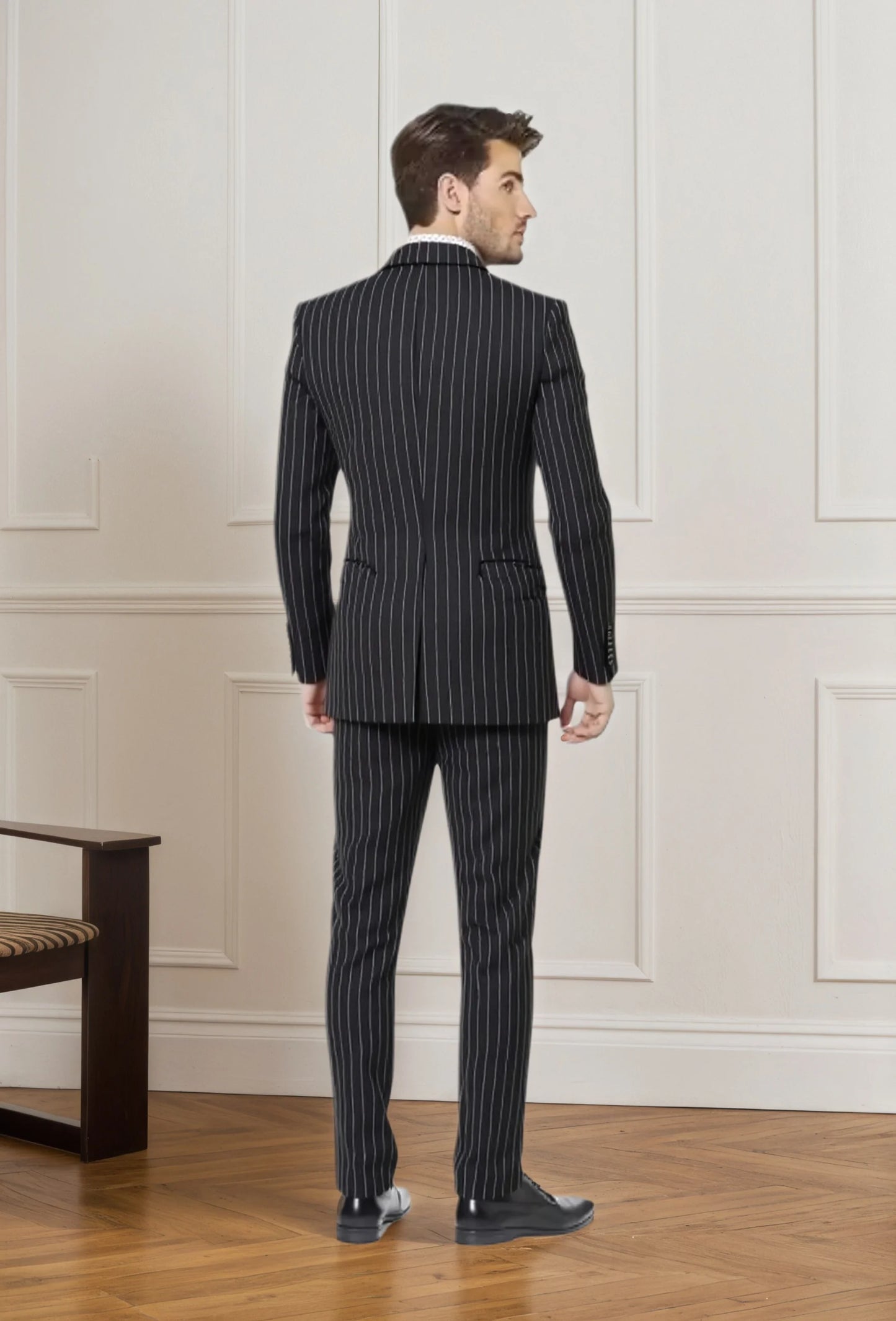 Men's Double-Breasted Suit, Classic Formal Business Wear