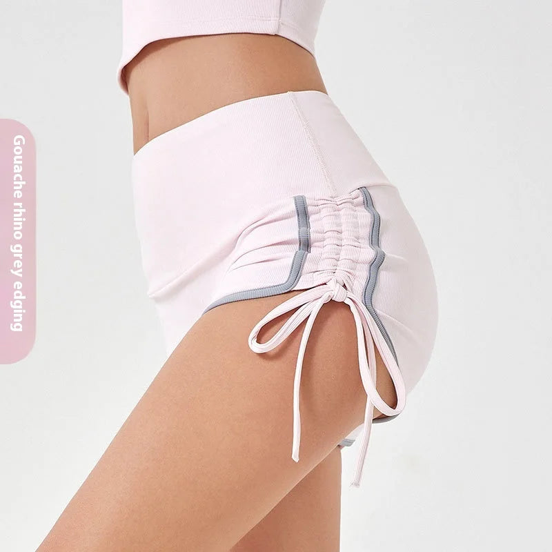 Women's Thin Drawstring Sports Yoga Shorts High Elastic Fitness Running Pants