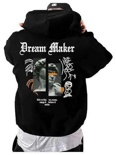 Men's oversized graphic hoodie with letter print pull-over top streetwear  men clothing