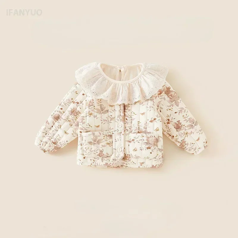2-6Y Kids Velvet Jacket New Nordic Style Sweet Cotton Coat Babies Autumn Winter Boys Girls Comfortable and Warm Lined jacket