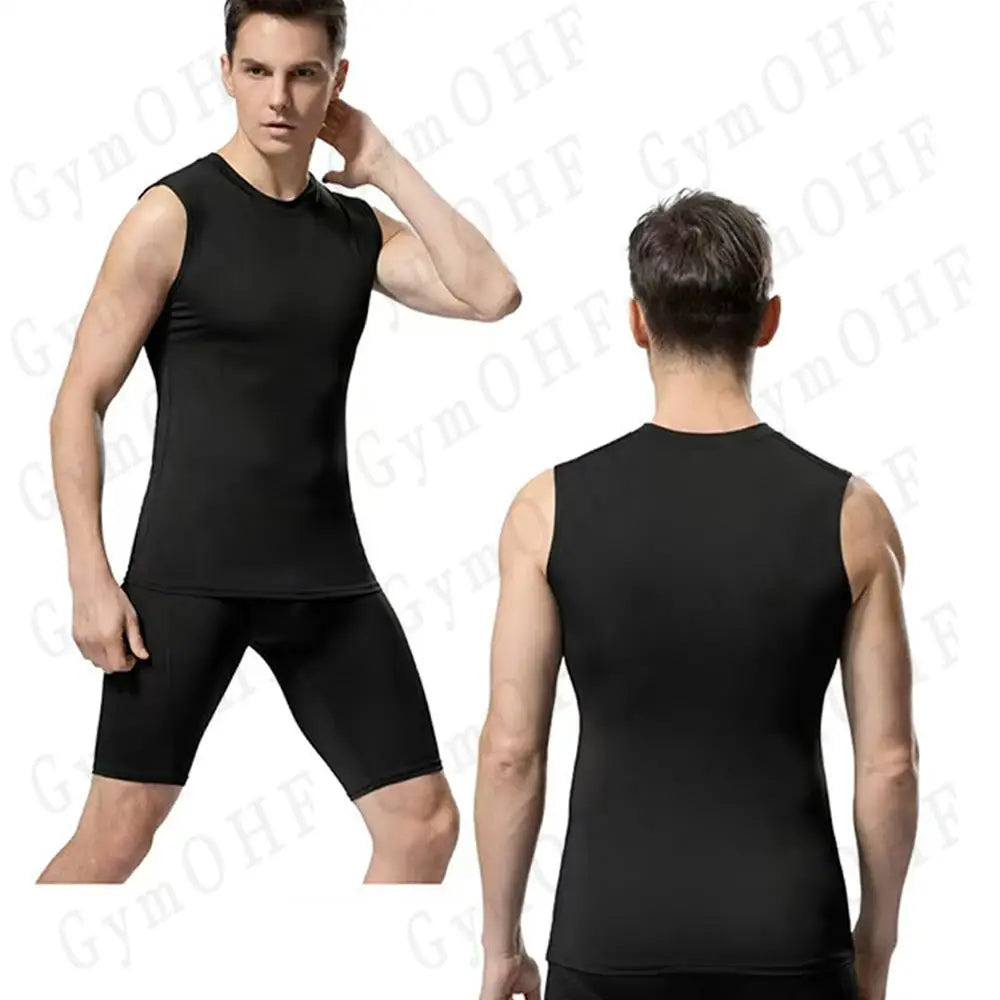 Men Quick Dry Running T-Shirts Compression Vest Sleeveless Quick-Drying Jersey Training Shirt Gym Mens Tank Top