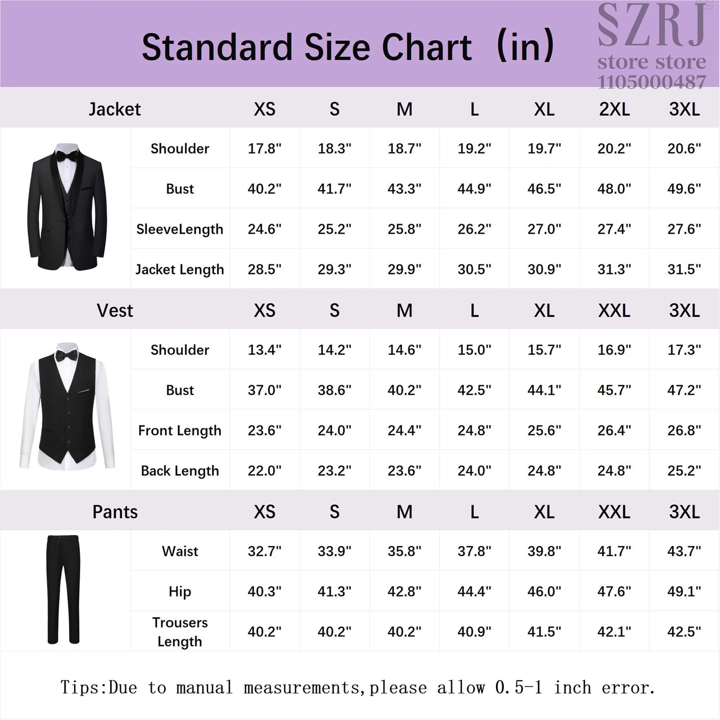 4pcs Men's Suit: Blazer, Vest, Pants, Black Tie.  One Button, Plain Color Tuxedo. Regular Fit. For Wedding, Groomsman Attire.