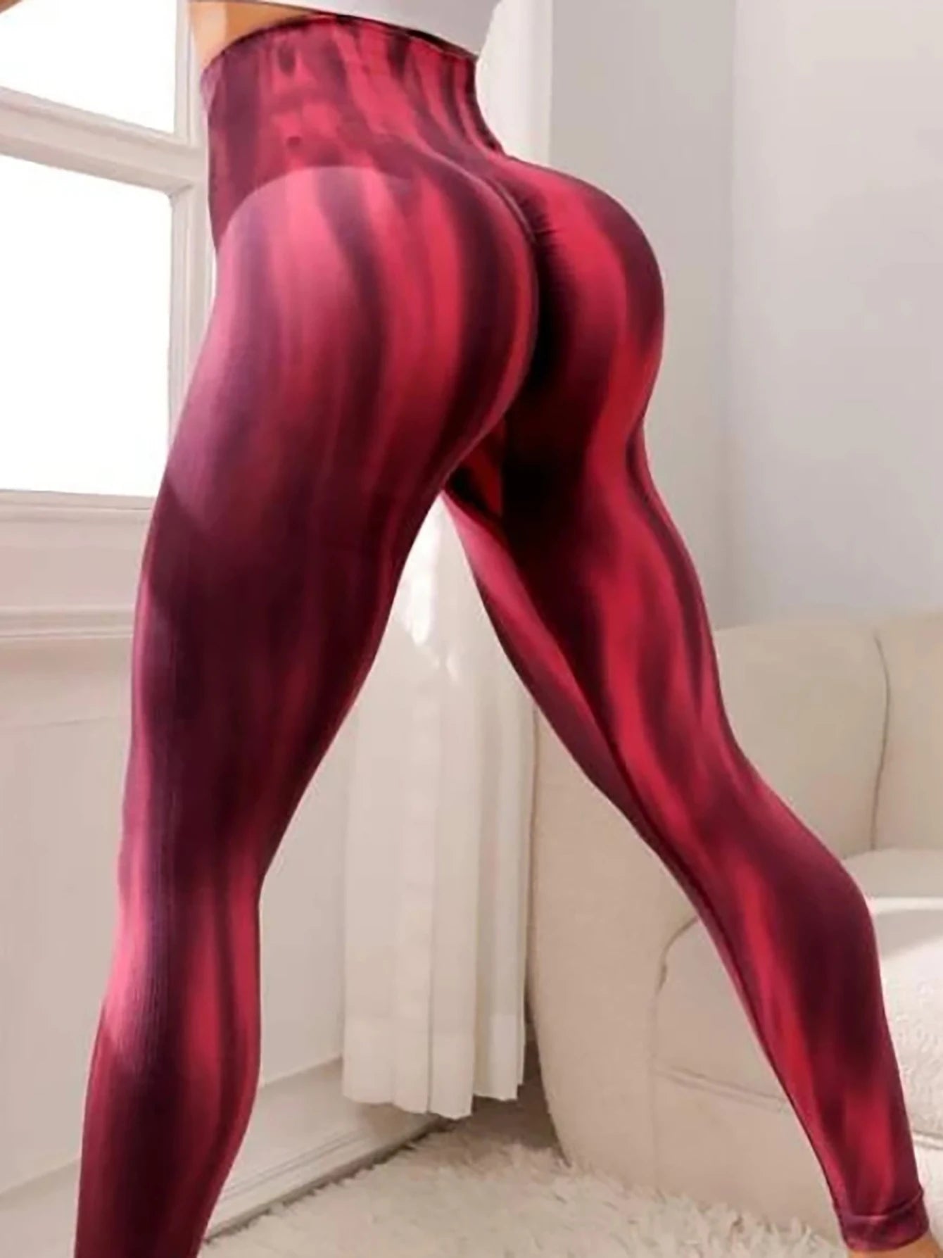 Women Yoga Pants Butt Lifting Workout Leggings High Waist Tie Dyed Elastic Tummy Control Yoga Running Jogger Pants