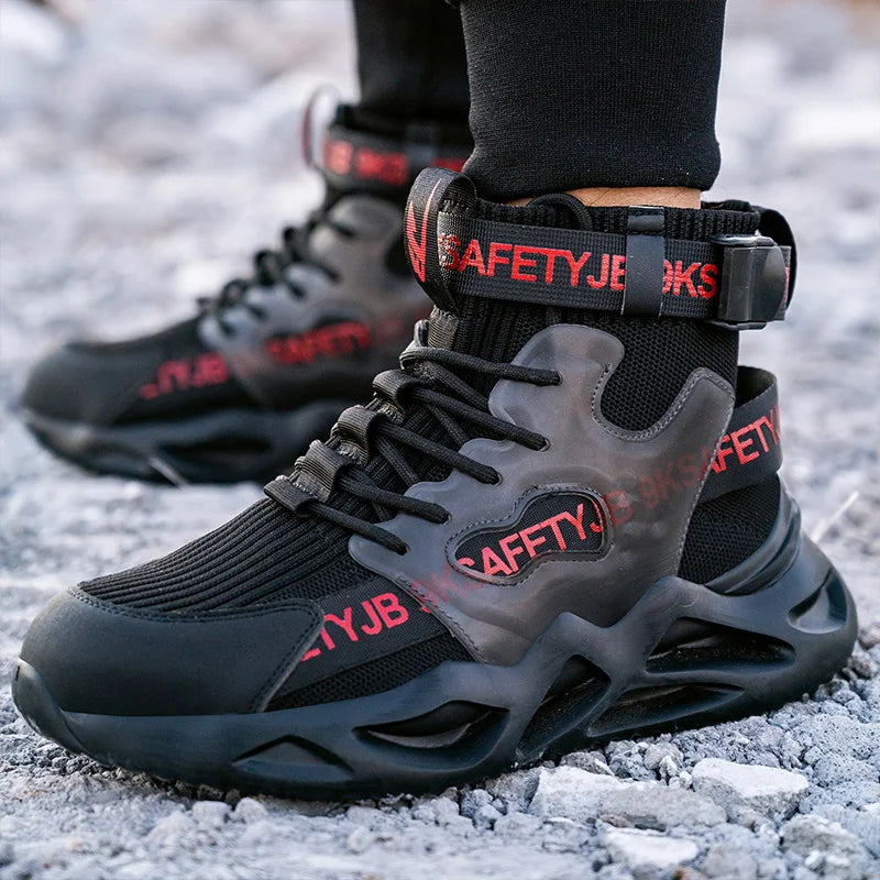 Safety Shoes Steel Toe Boots for Men Comfortable Adjustable Work Sneakers Anti shock Anti-Drop Work Shoes Non Slip Hiking Boots