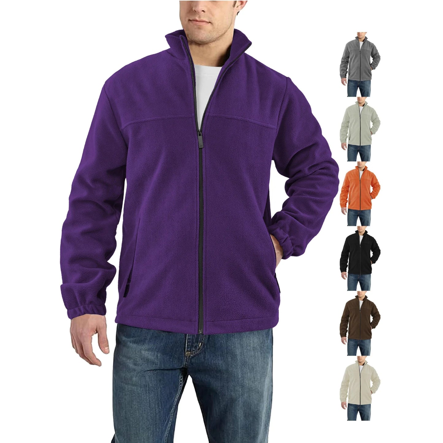2025 autumn and winter new style fleece jacket for men, suitable for spring, autumn and winter, outdoor zipper stand collar jack