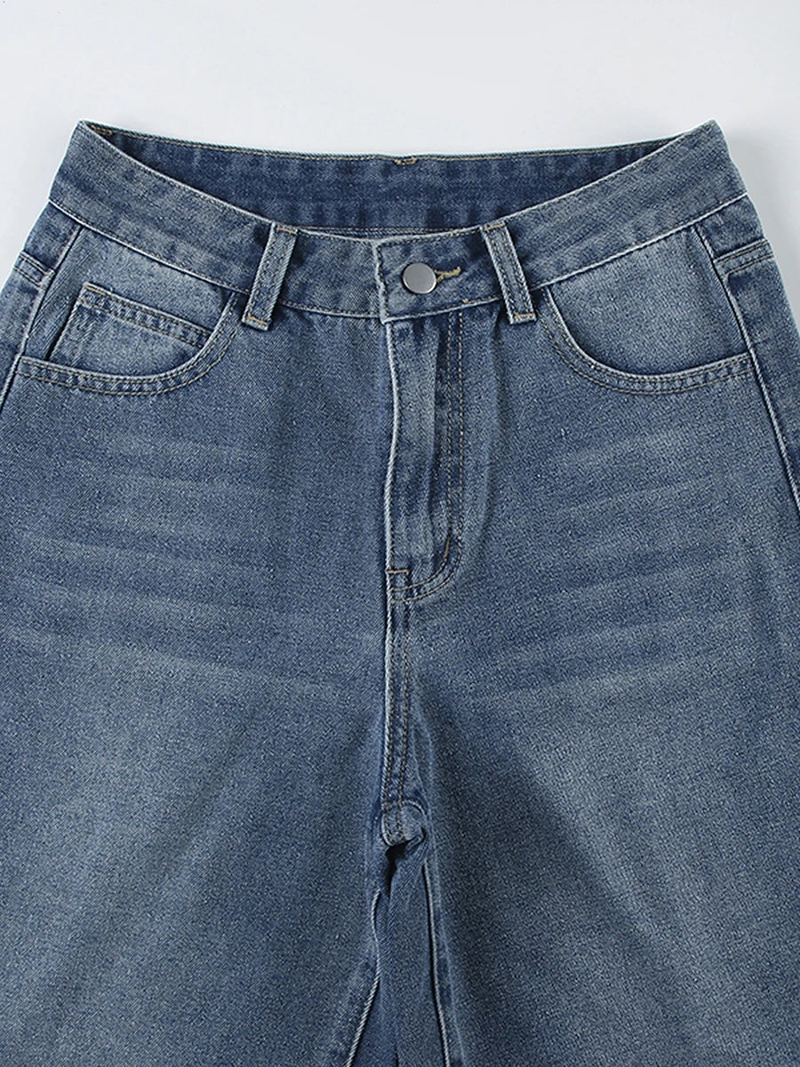 Women s High Waisted Denim Bermuda Shorts in Light Blue Wash with Frayed Hem and Distressed Details for a Stylish Summer Look