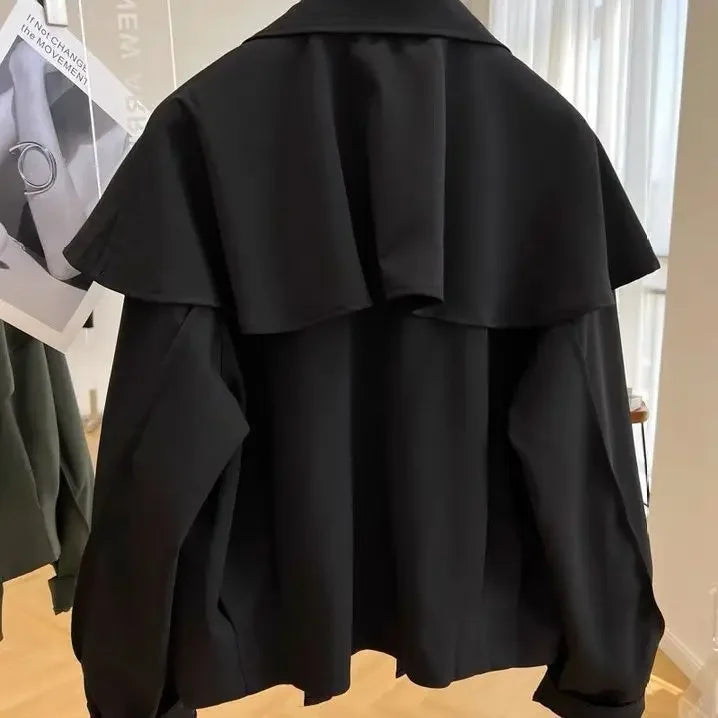 Korean Fashion Cloak Casual Capes Jacket Women's Dongdaemun 2025 Short Coats Woman Heavy Jackets Trend Winter Cardigan Tops New