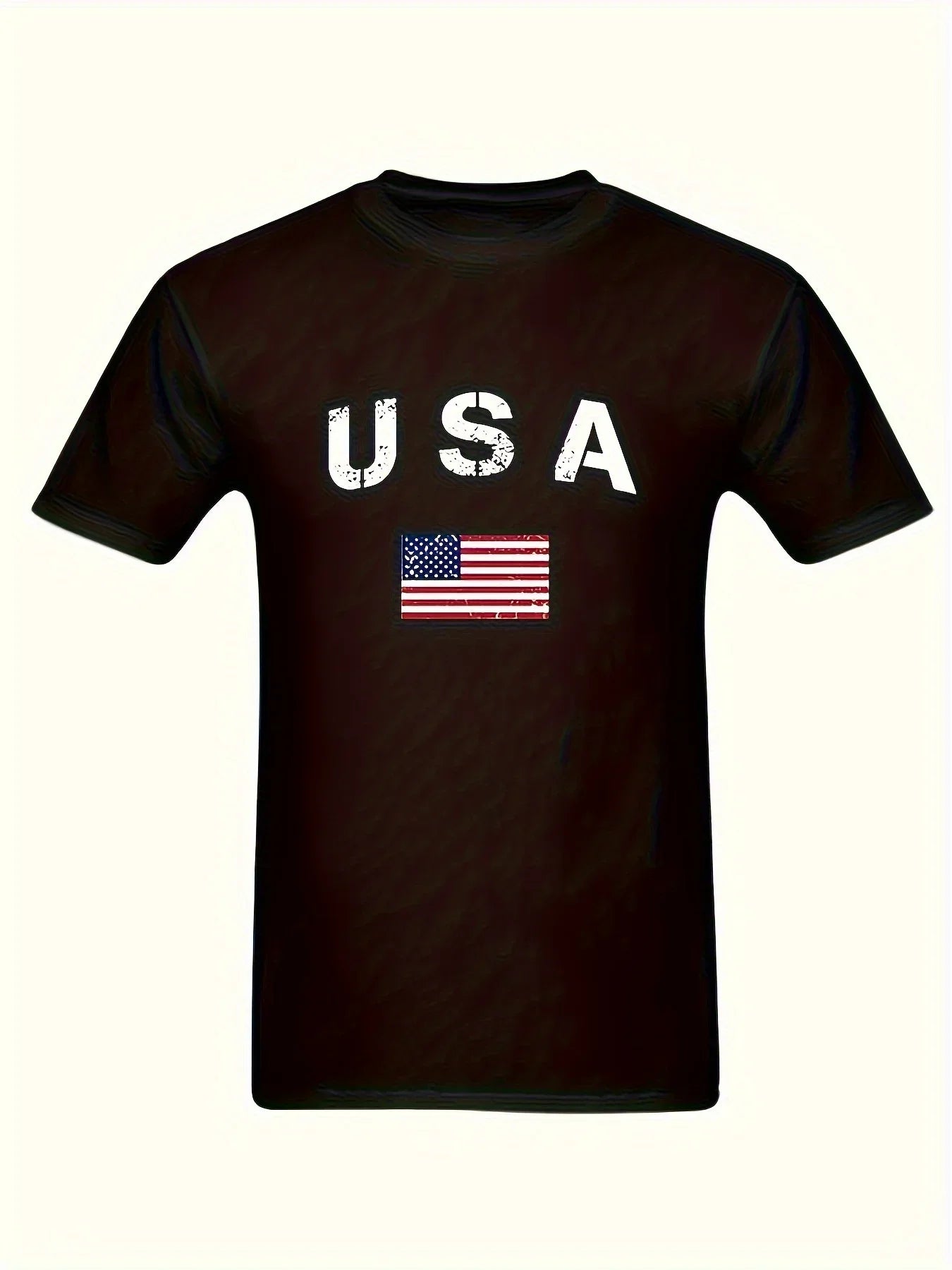 Men's American Flag USA Letter Print T-Shirt, 100% Cotton Crew Neck Short Sleeve Tee, Casual Streetwear