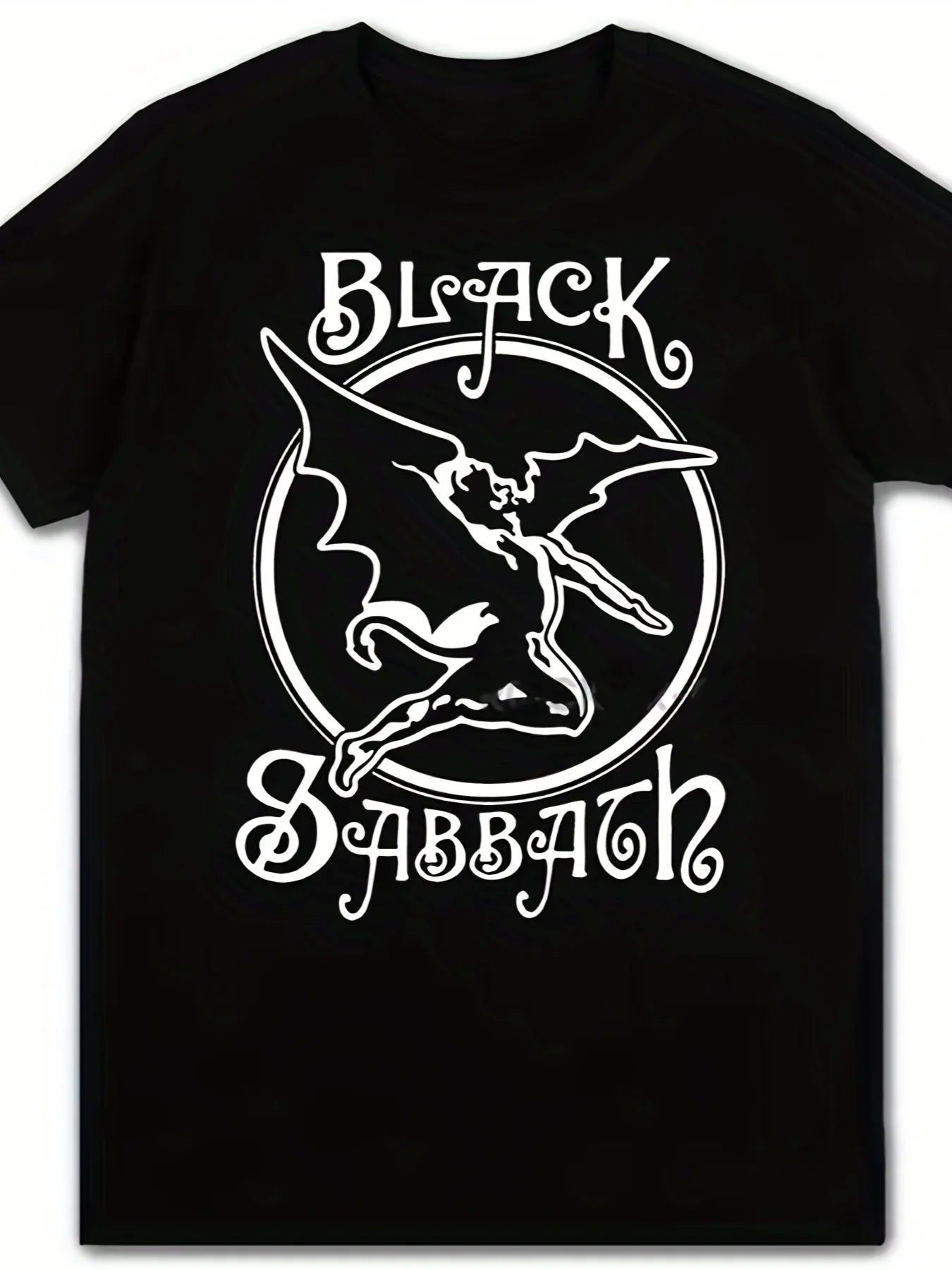 Men's Casual Graphic T Shirt  Soft Breathable Polyester Short Sleeve Round Neck Tee with Black Sabbath Band Print