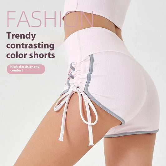 Women's Thin Drawstring Sports Yoga Shorts High Elastic Fitness Running Pants
