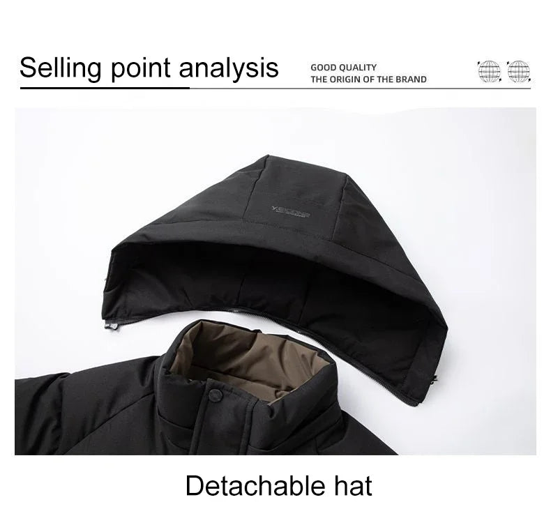 Graphene Warm Windproof Jacket Men 2024 Winter New Fashion Comfortable Thickened Outdoor Hooded Overcoat Male Casual Clothes